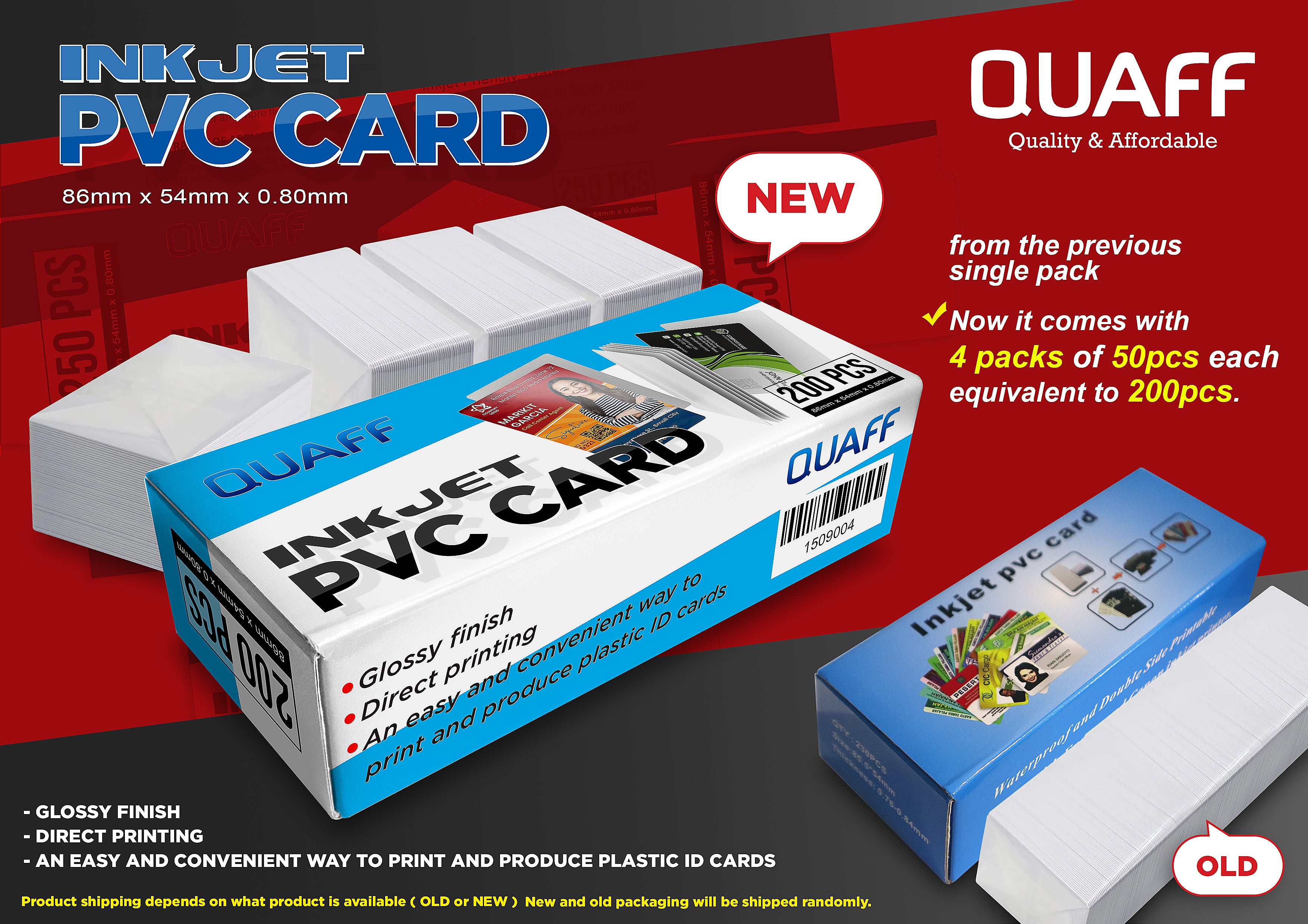 QUAFF PVC Pre Cut Card For Inkjet Printer(86-54mm)