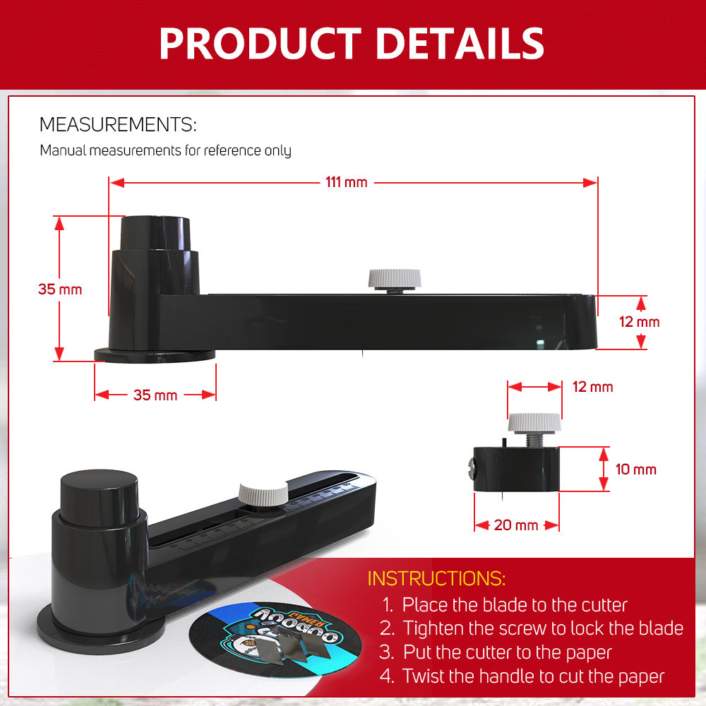 QUAFF Circle Cutter Plastic For Button Pin