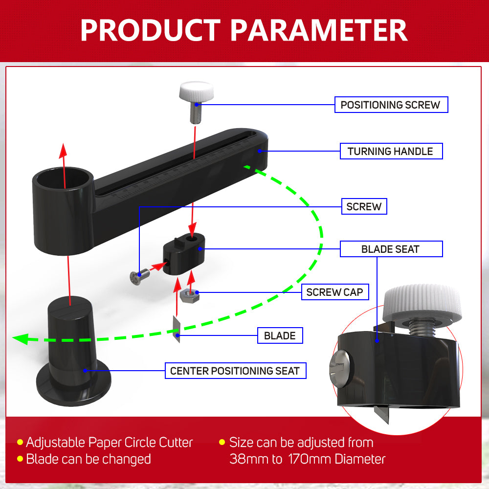 QUAFF Circle Cutter Plastic For Button Pin