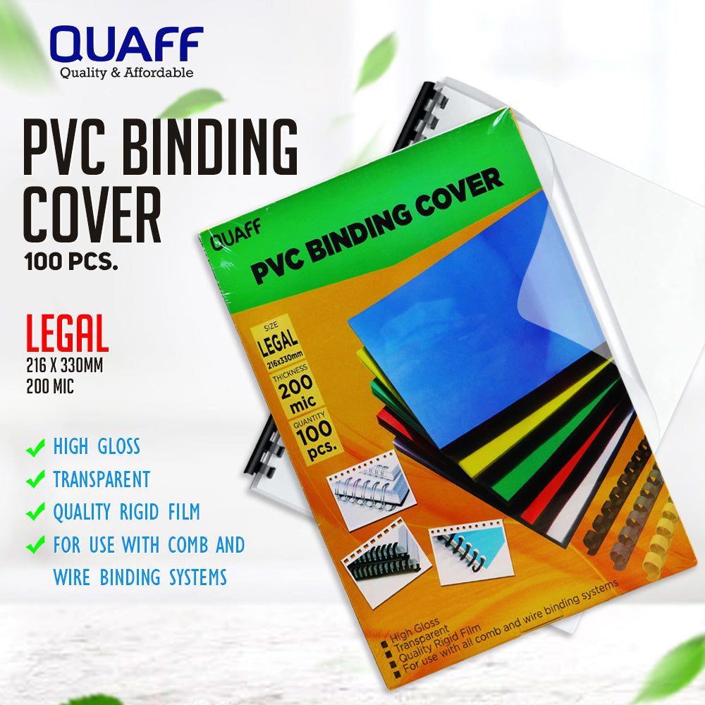 QUAFF 200MIC PVC BINDING COVER CLEAR