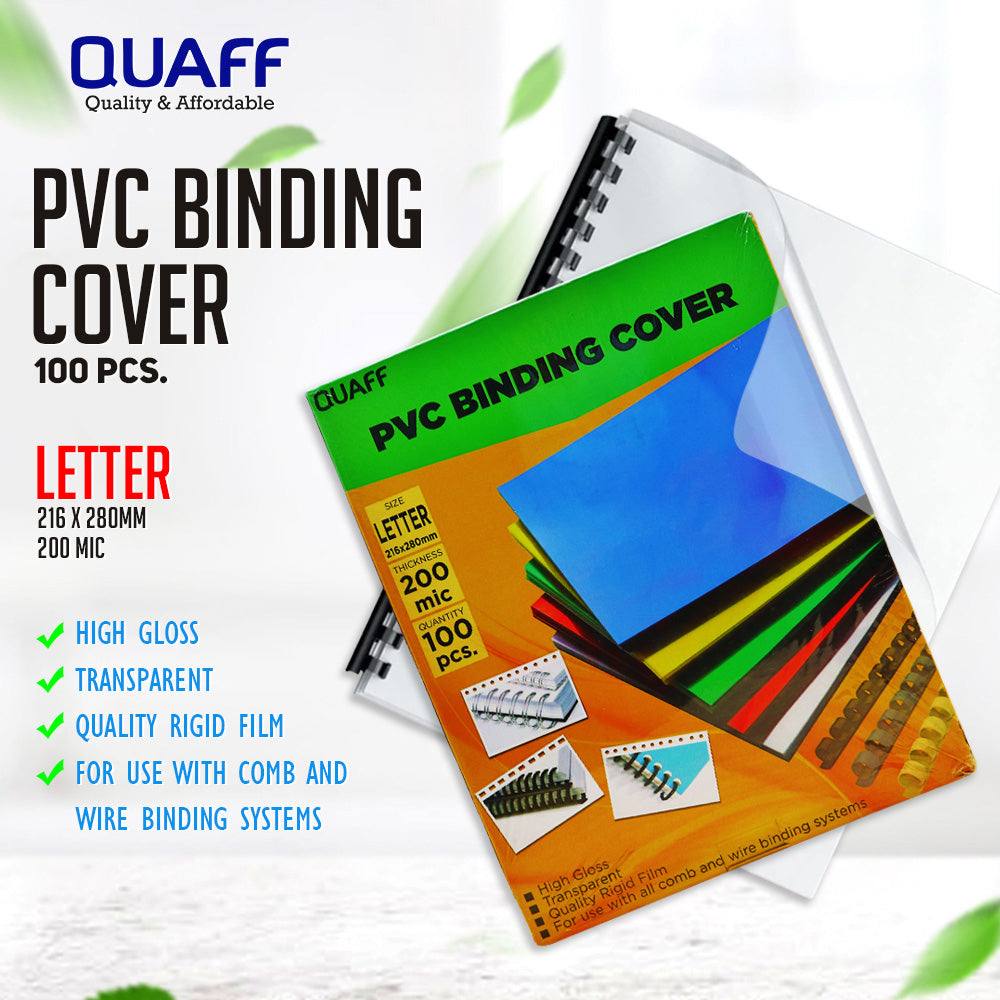 QUAFF 200MIC PVC BINDING COVER CLEAR