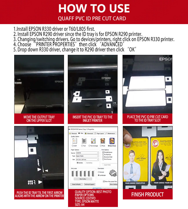 QUAFF PVC Pre Cut Card For Inkjet Printer(86-54mm)