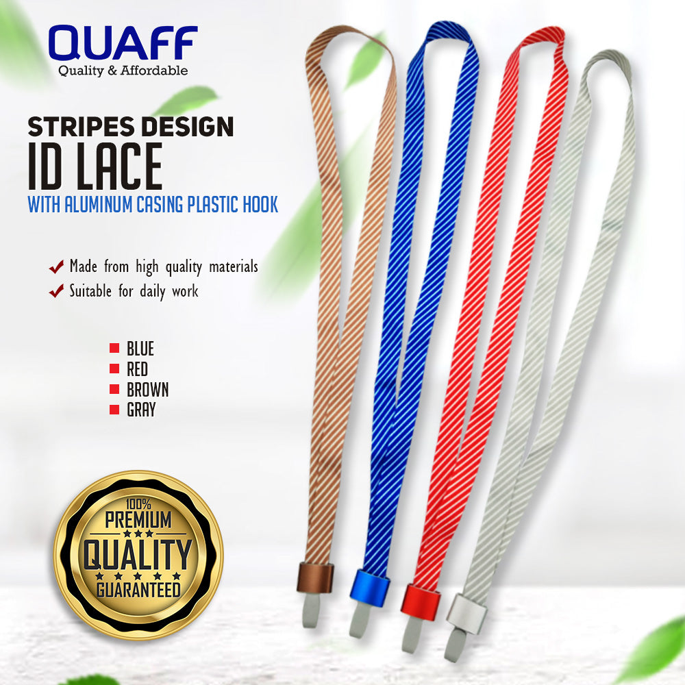 1.5cm stripe design id lace w/aluminum casing plastic hook (5PCS)