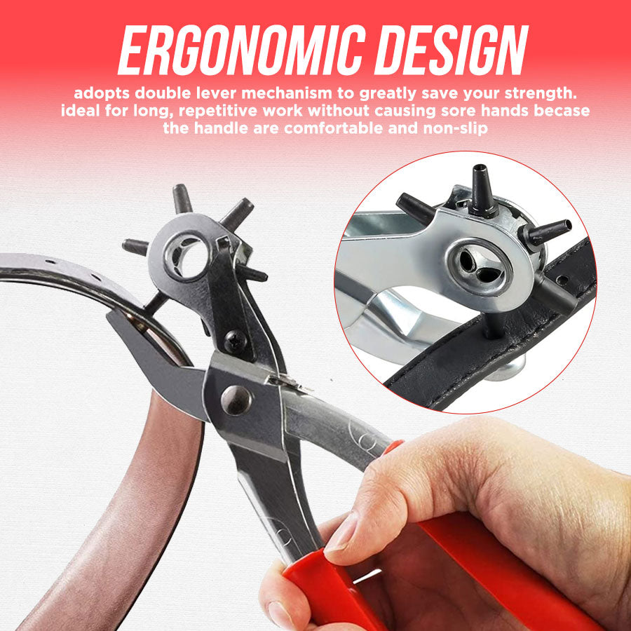 Leather Hole Revolving Punch Pliers 6 hole Sizes