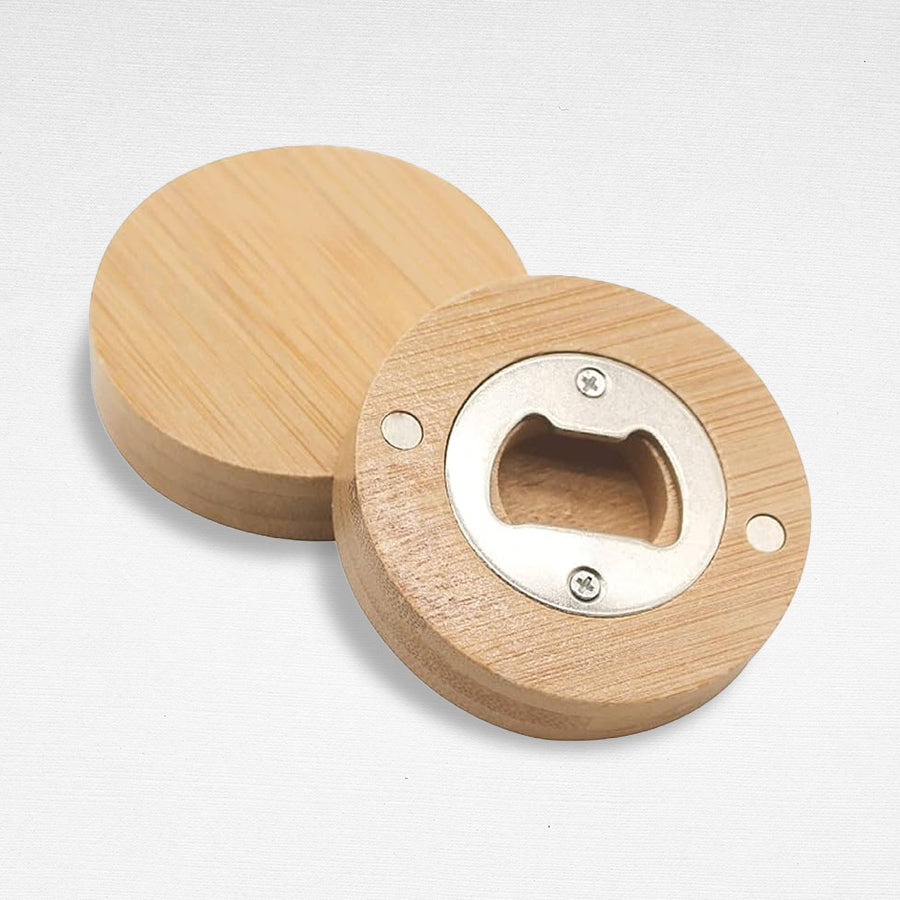 Round Bamboo Bottle opener with Magnet for DIY Souvenirs and Giveaways