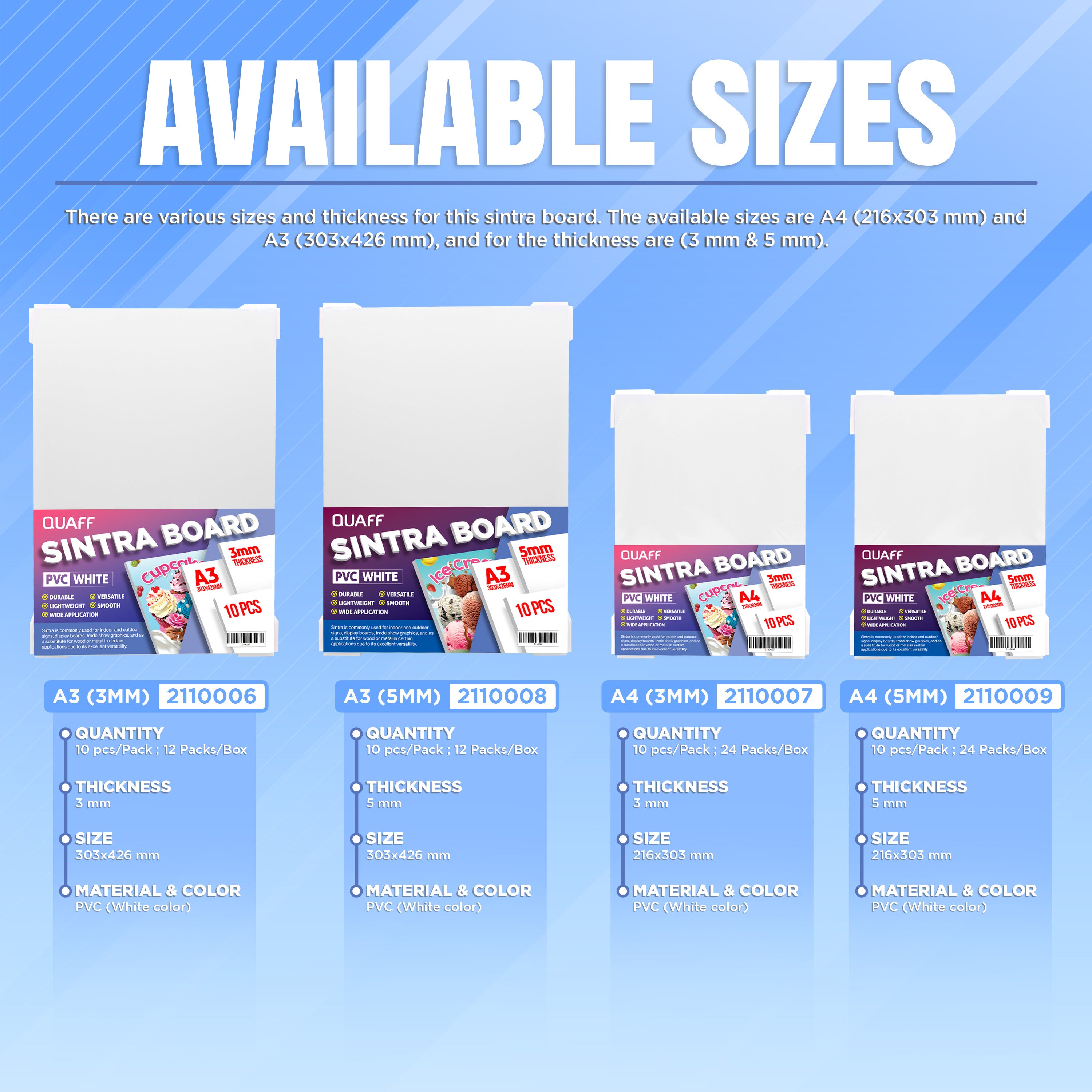 QUAFF PVC Sintra broad White A3 // A4 (10pcs/pack)