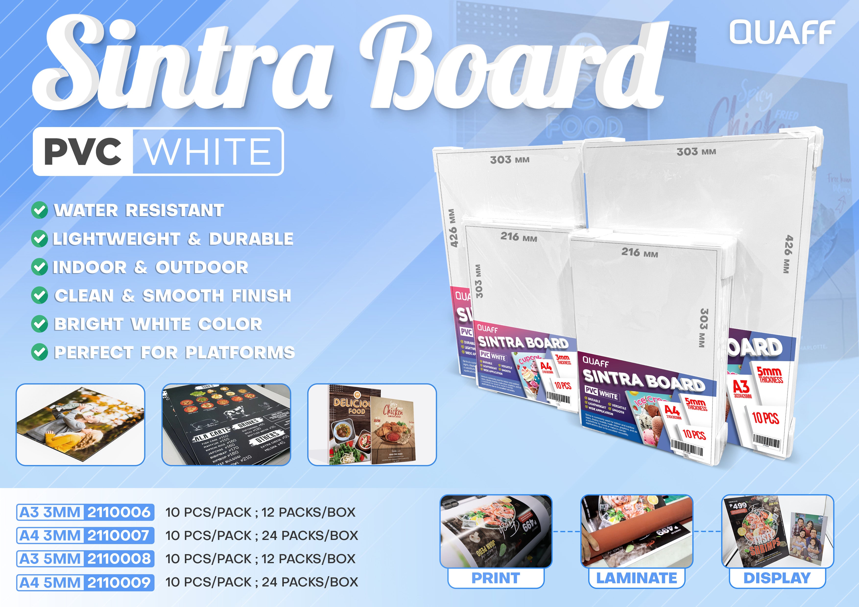 QUAFF PVC Sintra broad White A3 // A4 (10pcs/pack)