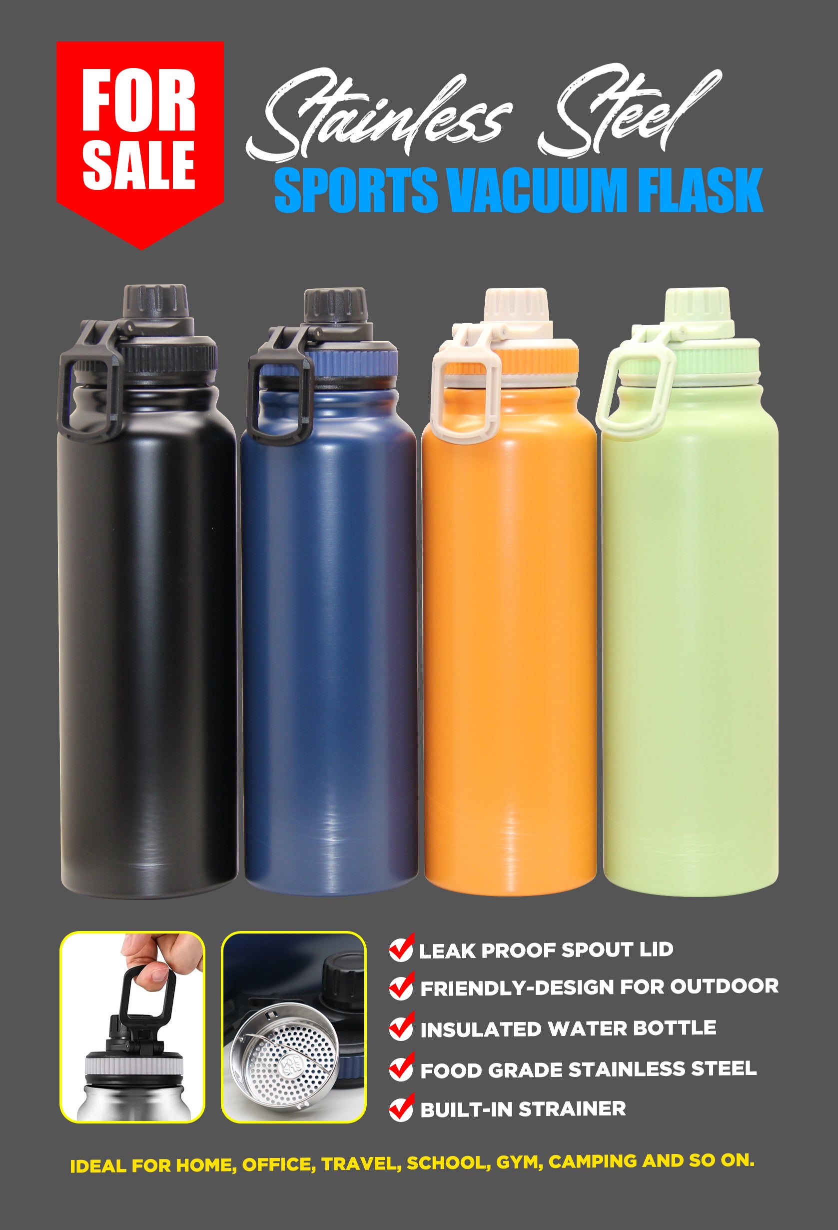 Stainless Steel Sports Vacuum Flask 1L