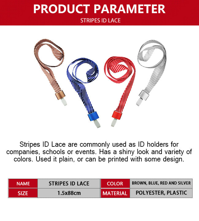 1.5cm stripe design id lace w/aluminum casing plastic hook (5PCS)