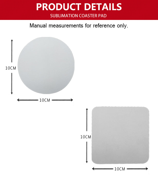 Sublimation Printable Coaster Pad Circle Square 10cm