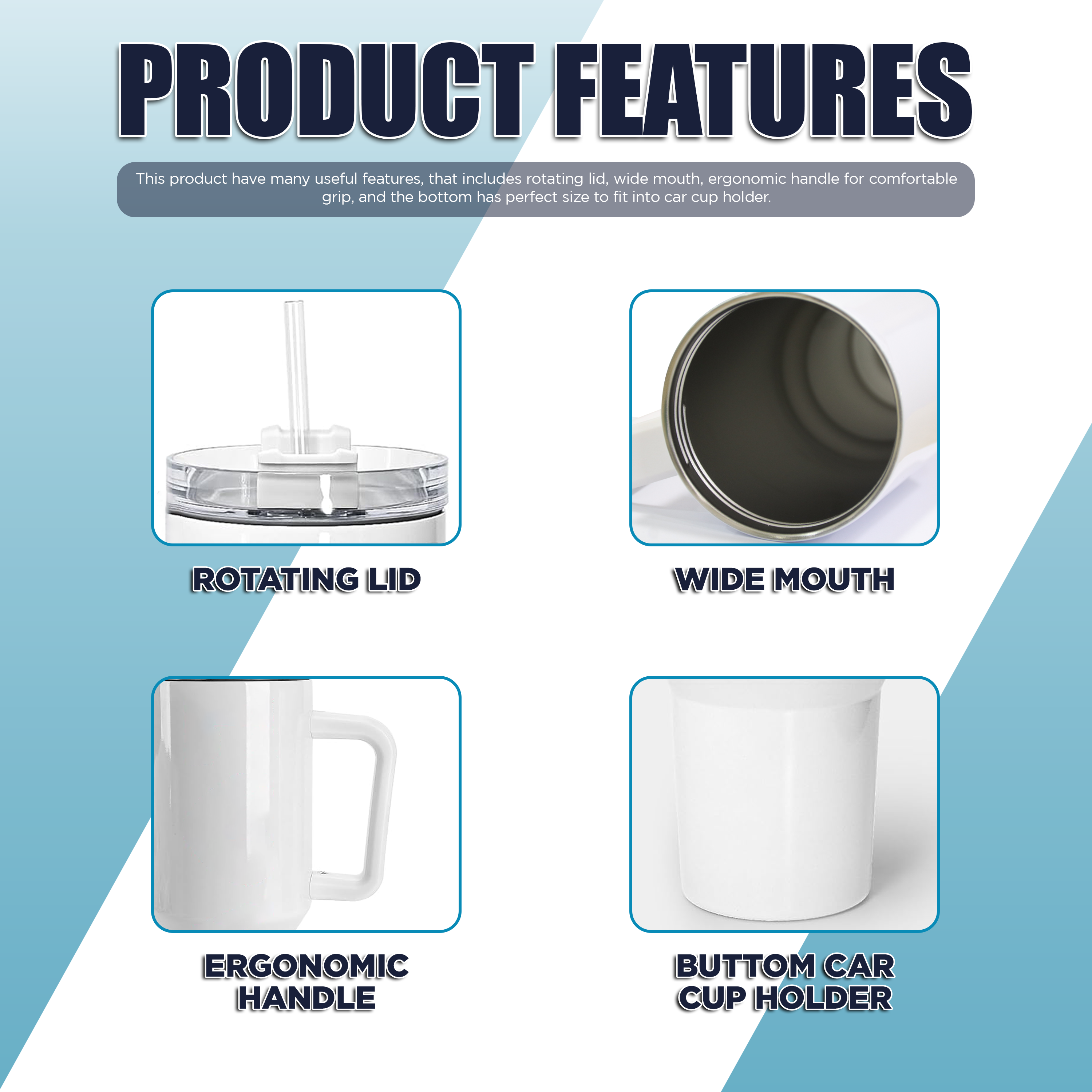 Sublimation Coated Cars mug (40Oz-1200ML) White