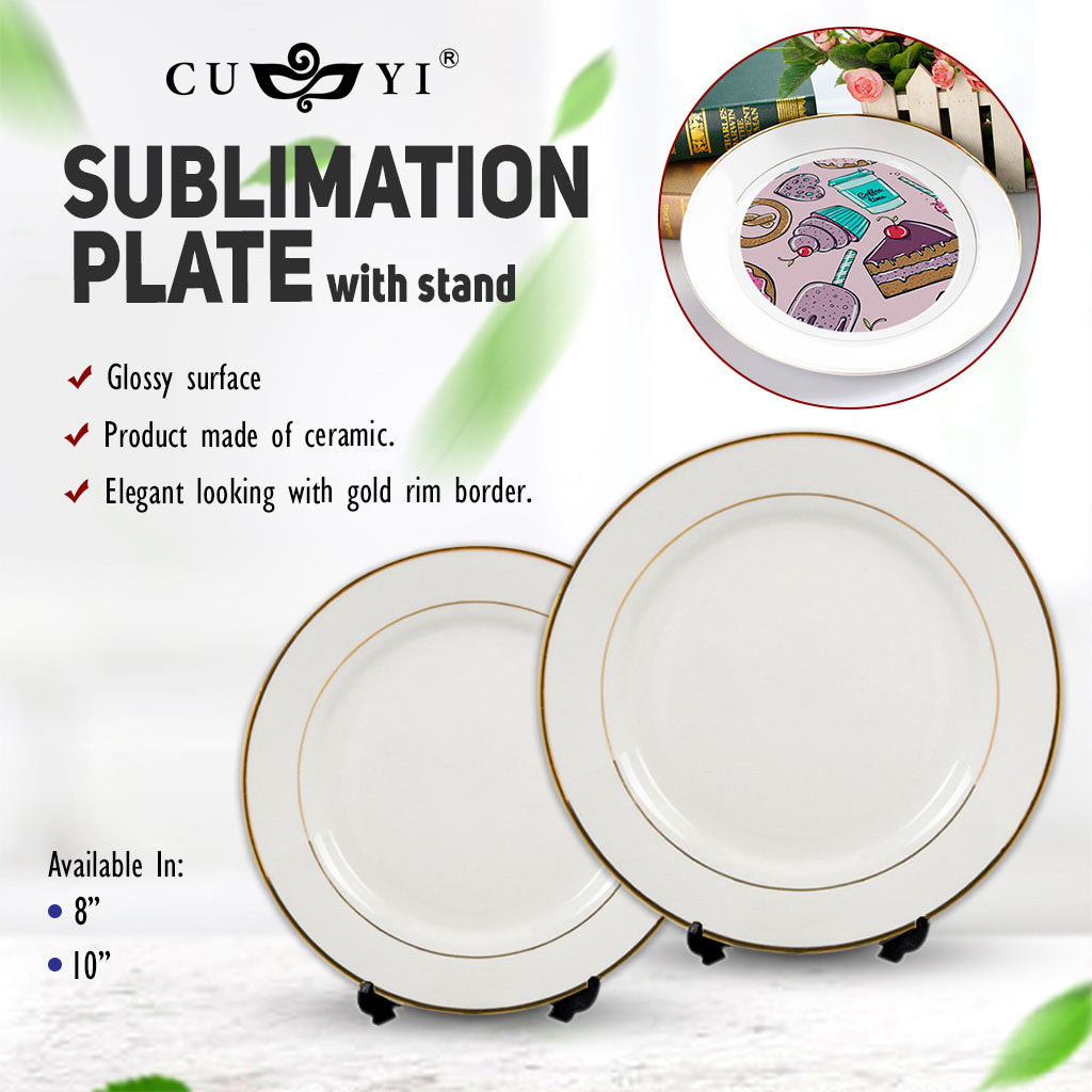 Quaff Sublimation Coated Plate w/ Stand