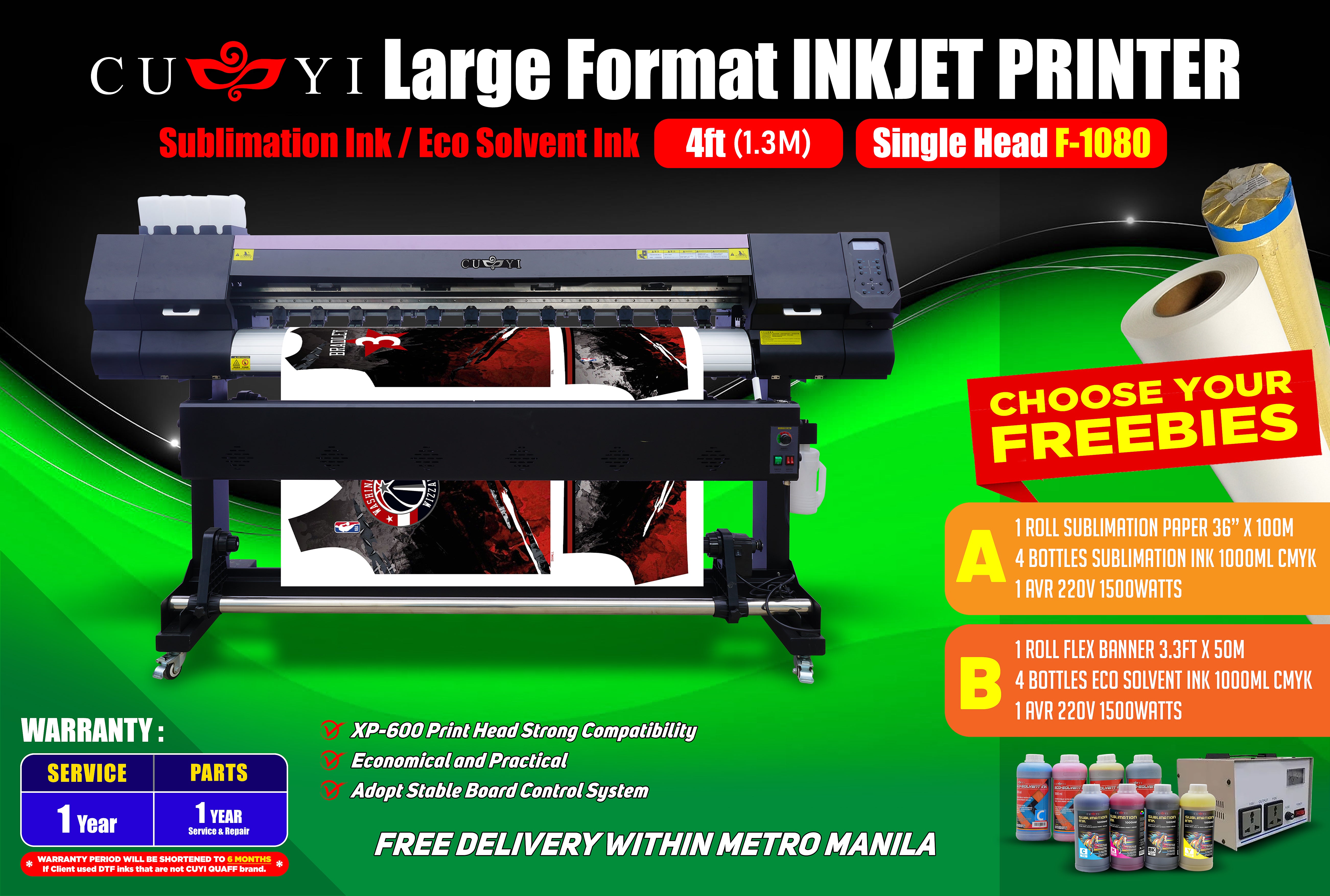 CUYI Large Format Inkjet Printer 4ft Single Head F-1080