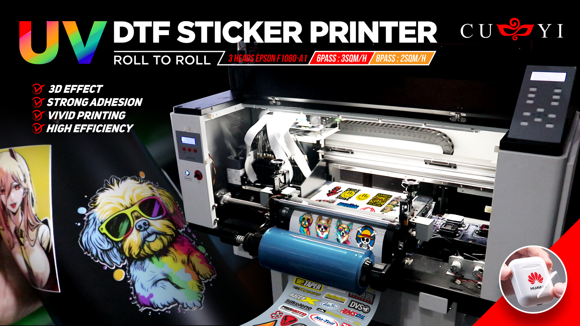 CUYI UV DTF Printer 3HEADS F1080-A1