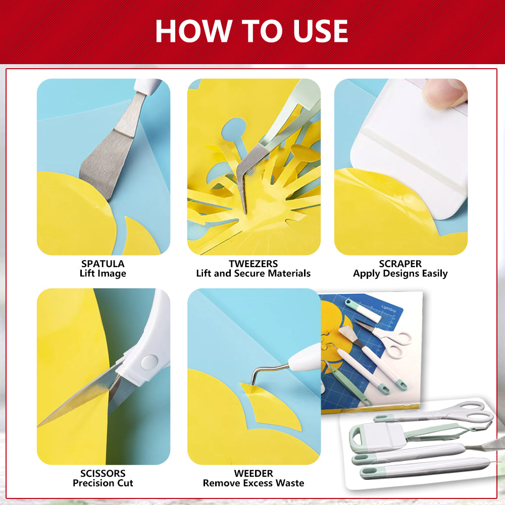 5in1 Craft Vinyl Weeding Tools Craft Set Basic Vinyl Tool Kit