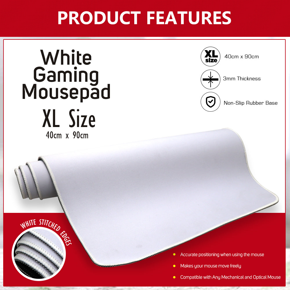 White Gaming Mouse Pad XL