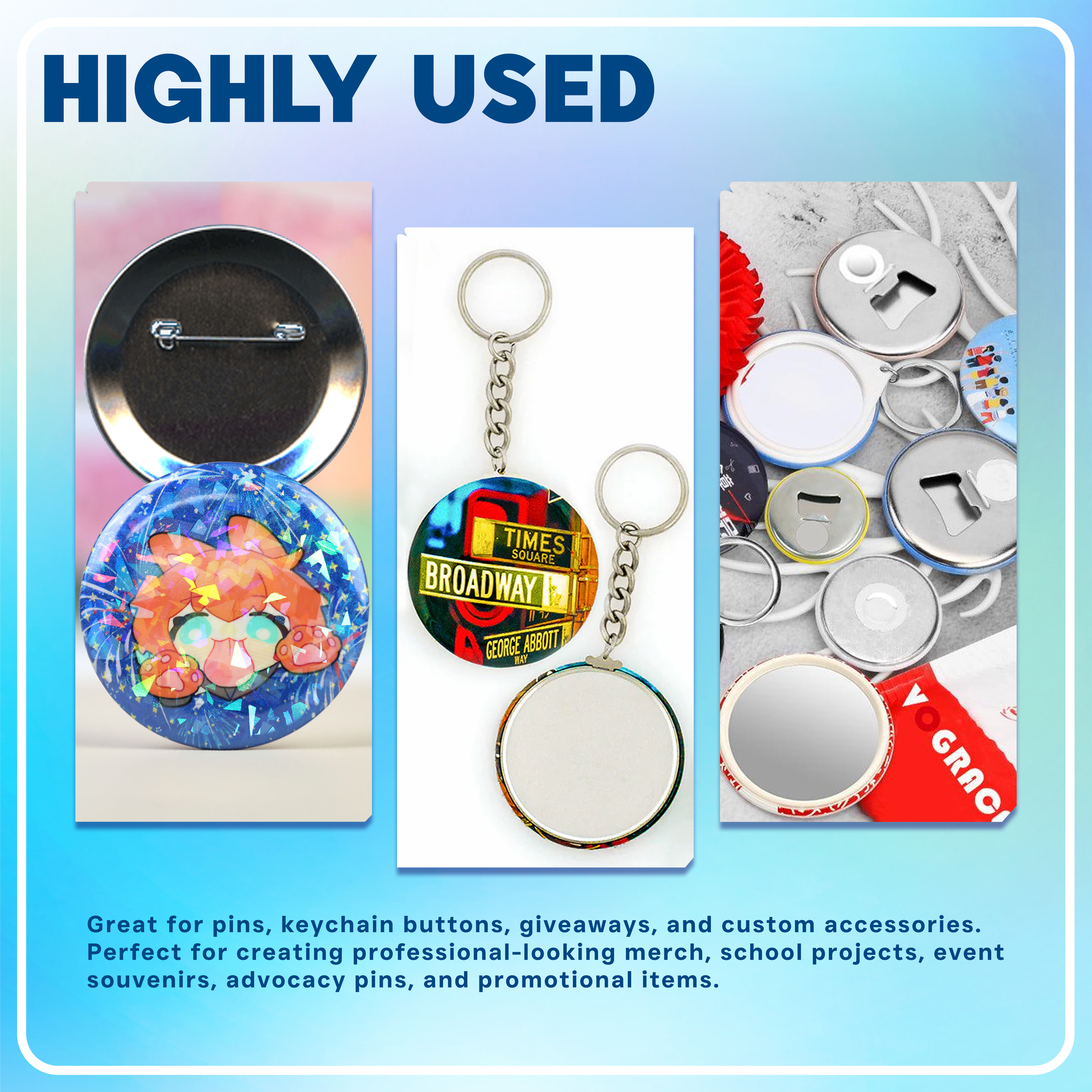 Holographic film for Button Pin for 58mm (50pcs/pack)