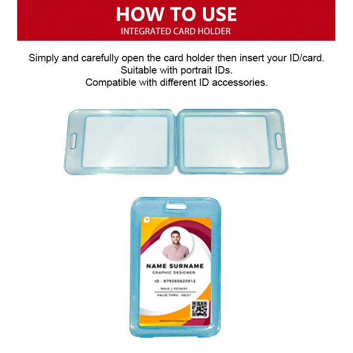 5 Pcs Vertical Colored Transparent Id Holder Case Protector C - 113