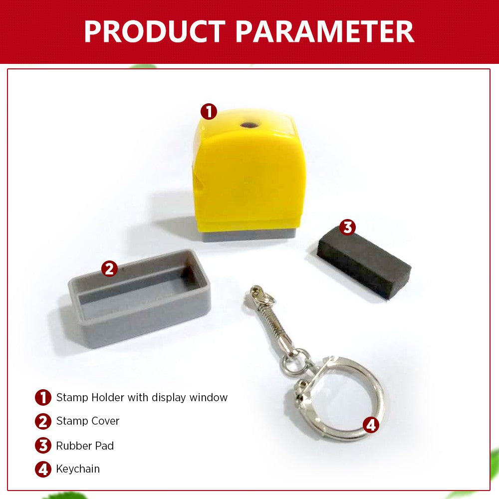Blanks- 35x40mm Printable Photosensitive Self-Inking Key Chain Stamp Set For School And Office Use