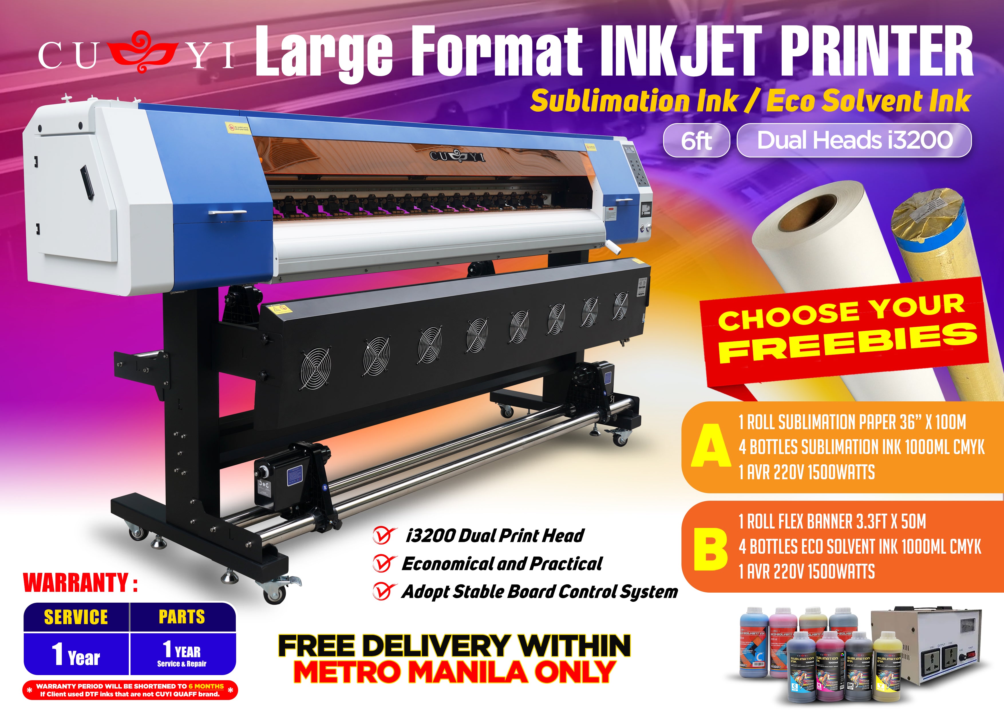 Large Format Inkjet Printer 6ft i3200 head