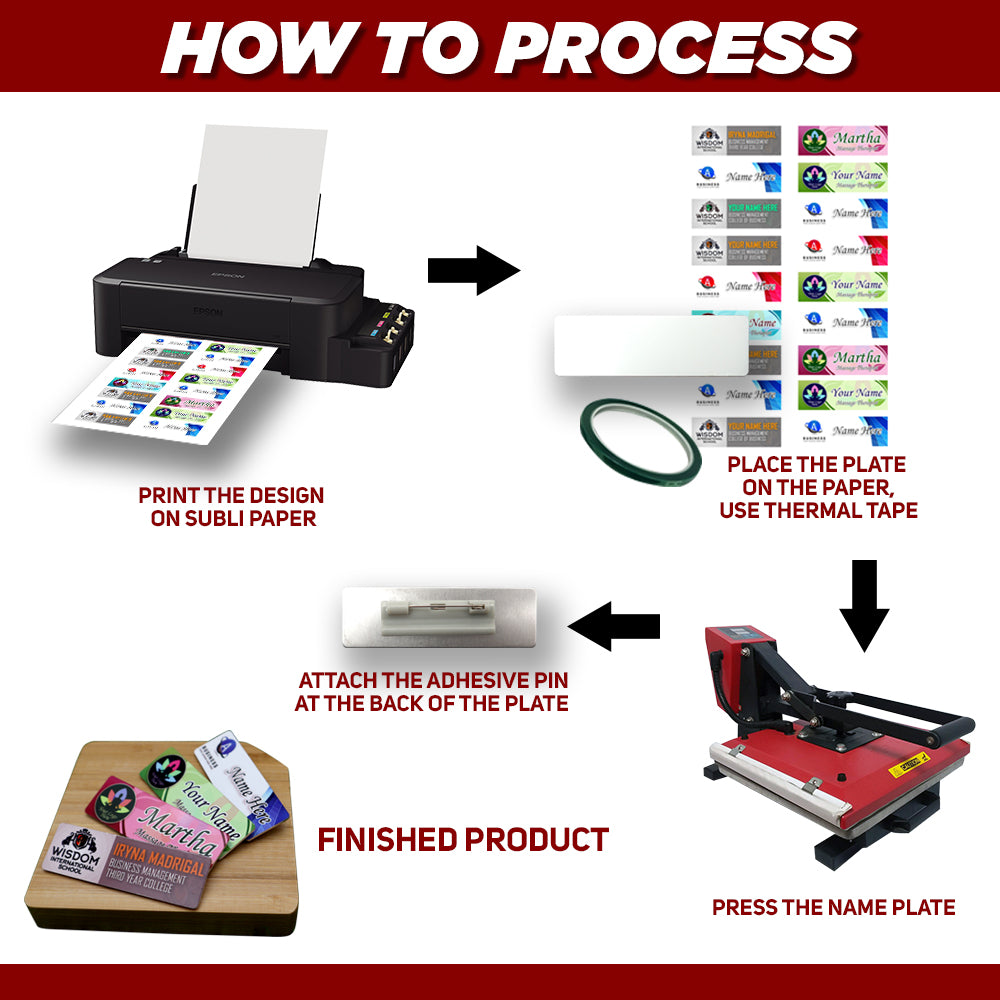 Sublimation Metal Name Badge With Pin 7x2cm 5 Pcs