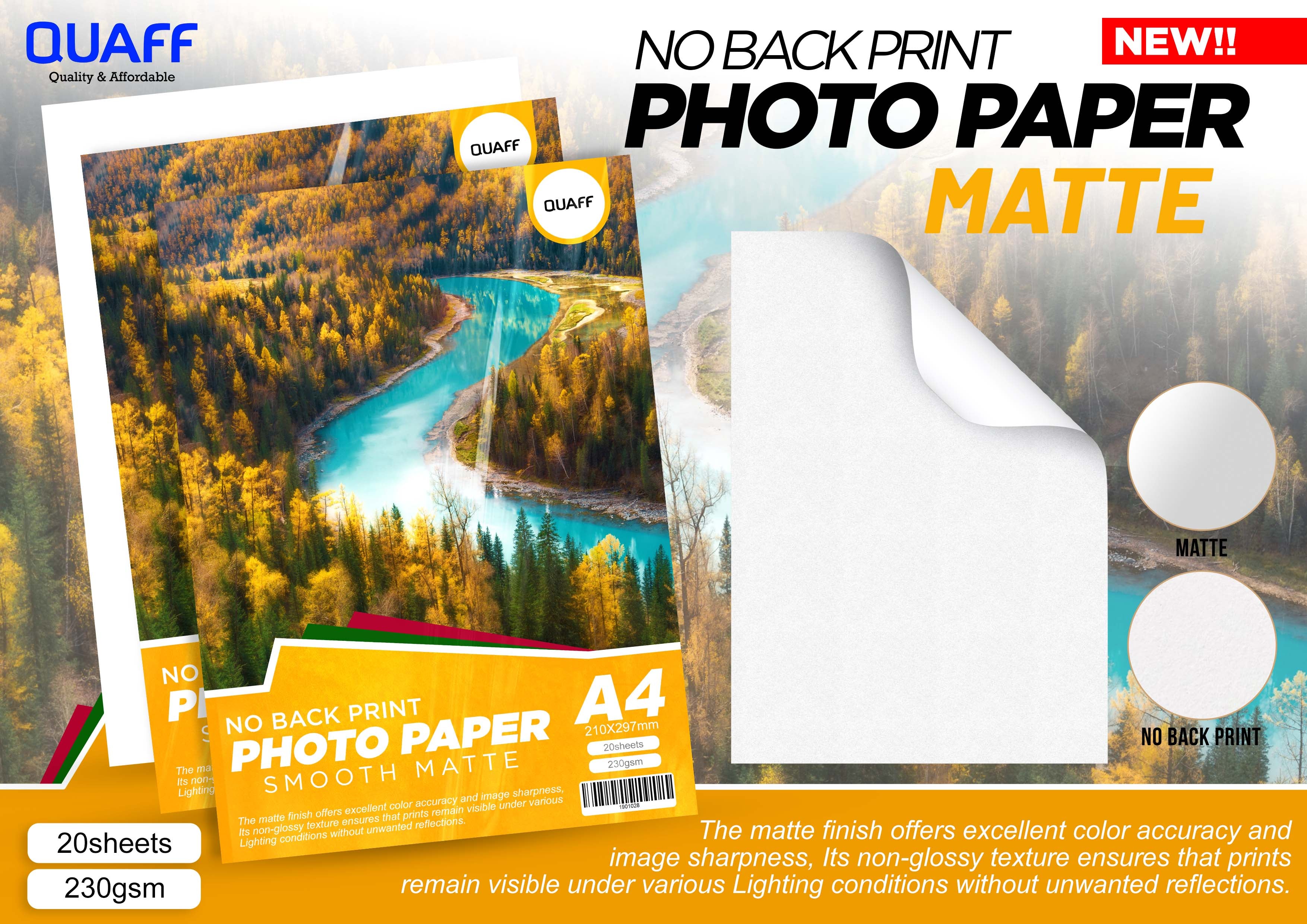 QUAFF (Matte) Photopaper 230GSM A4 Tree Type