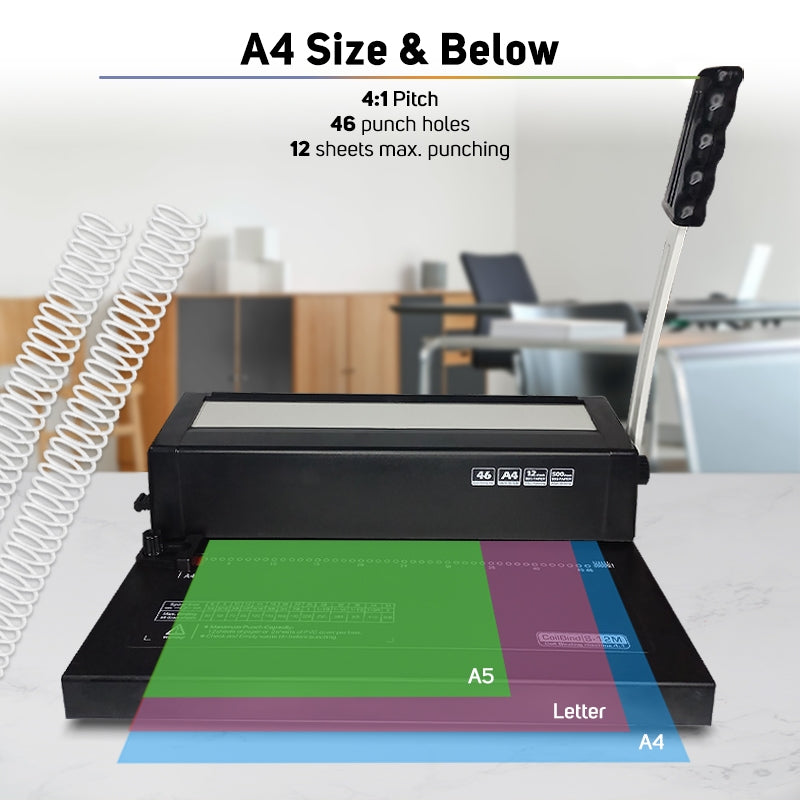 Spiral Binding Machine Q-S12M A4 Size Heavy Duty Bin Manual Binder Machine 4:1 Pitch
