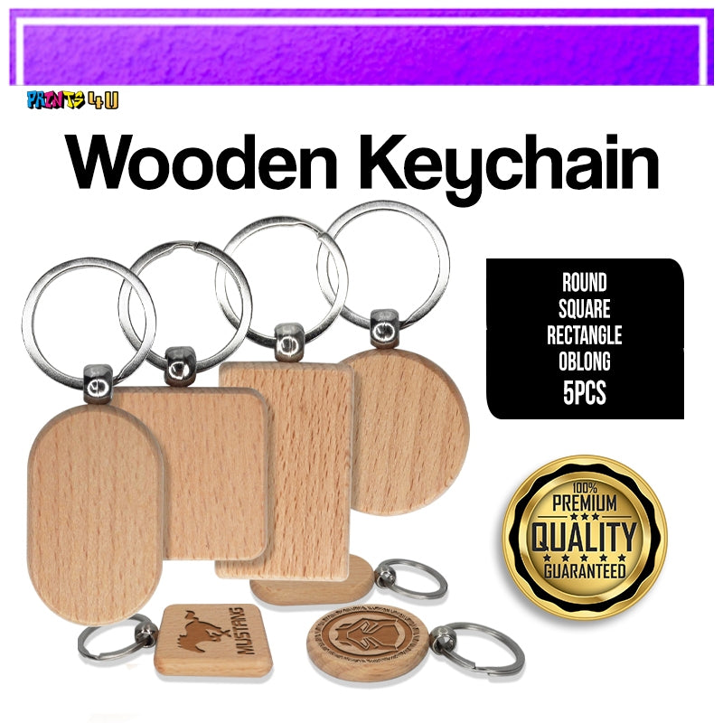 Laser Engraving Wooden Keychain for Souvenirs and Giveaways Plain Key Chain