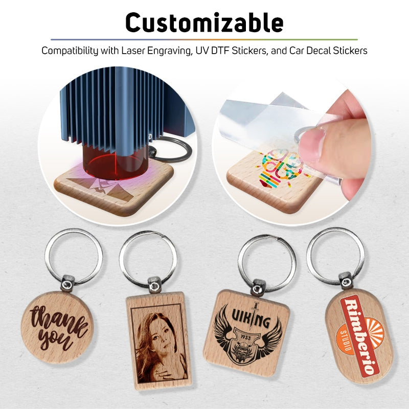 Laser Engraving Wooden Keychain for Souvenirs and Giveaways Plain Key Chain