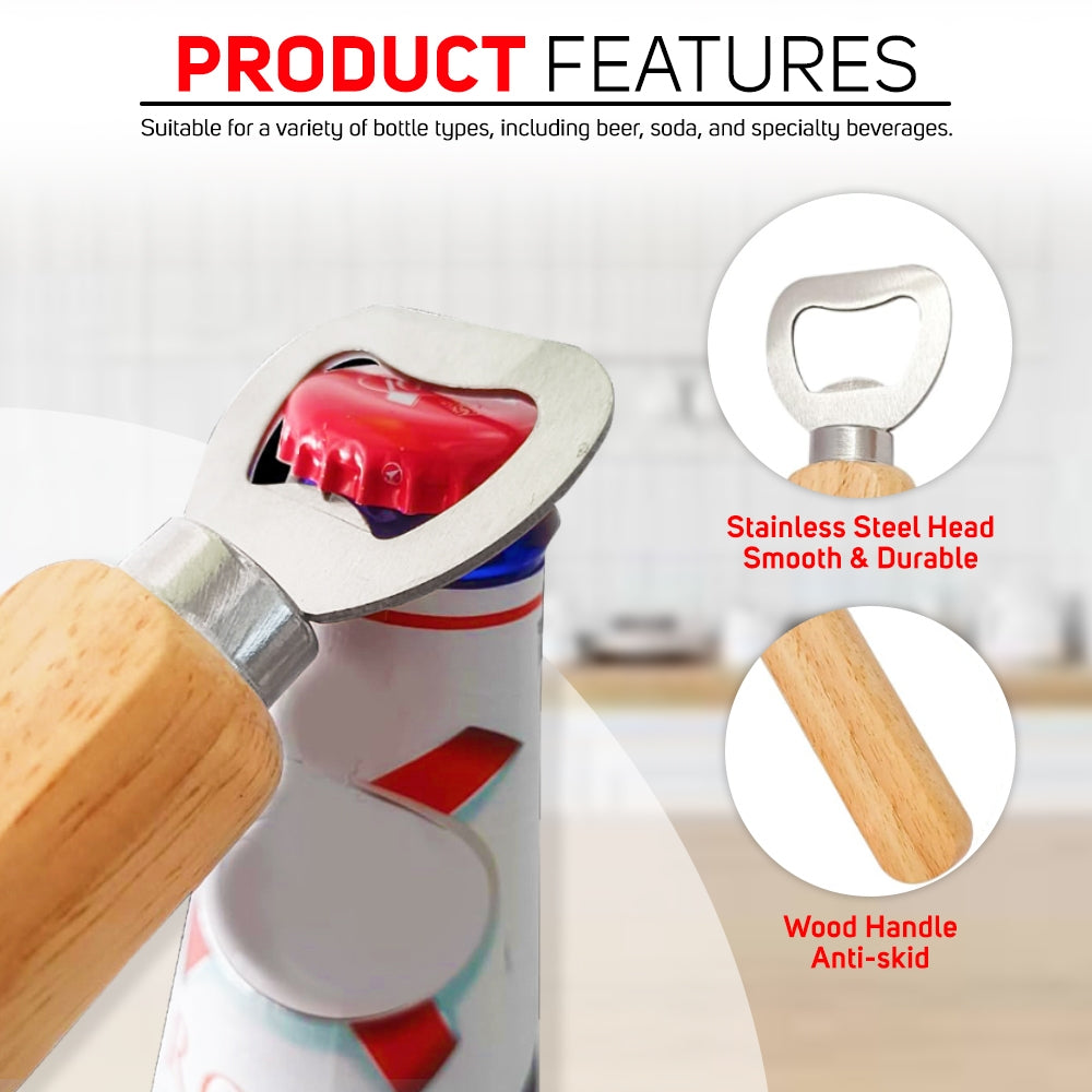Solid Wood Handle Stainless Steel Bottle Opener