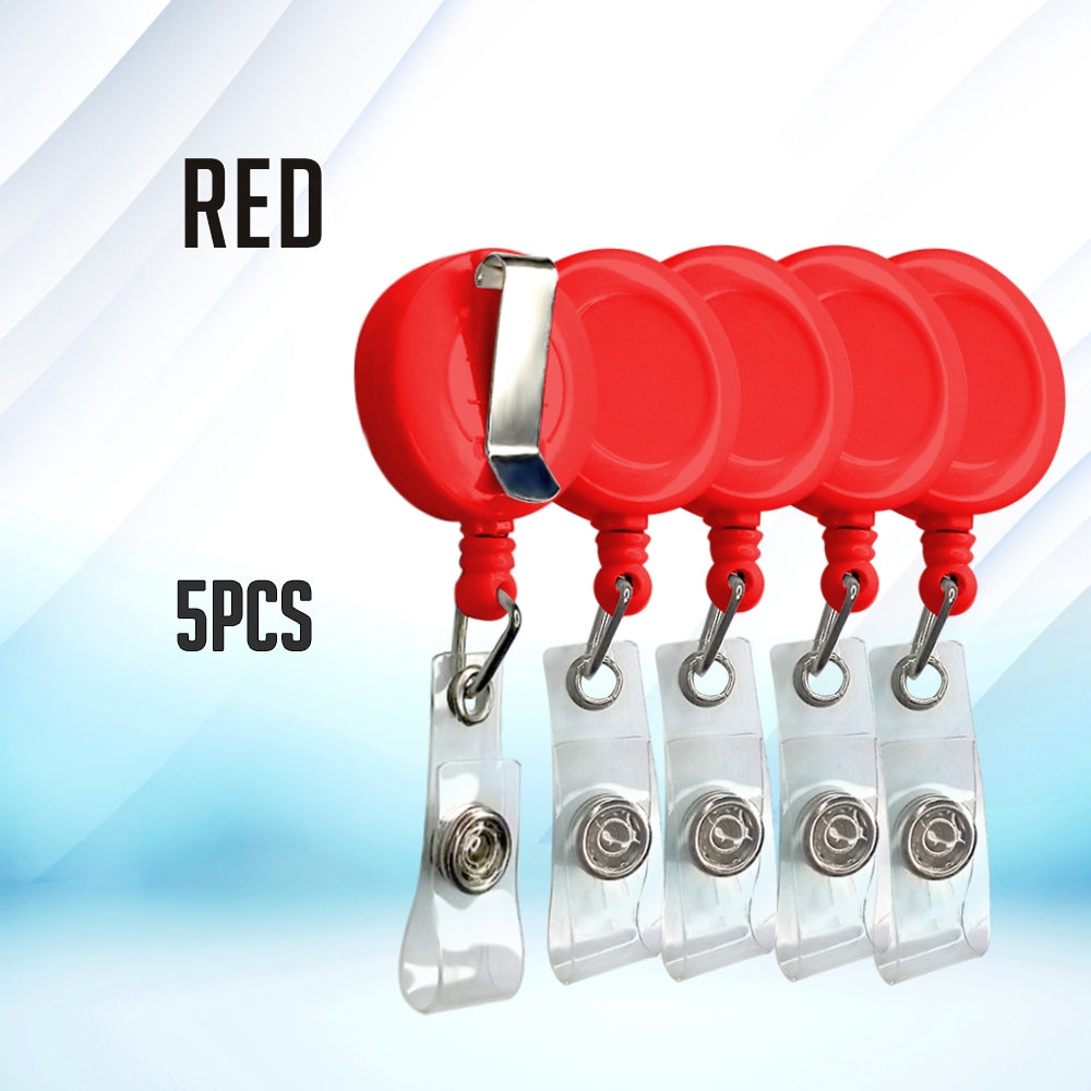 5pcs Retractable ID Metal Clip 360degree Rotation Lanyard Key Holder Belt Clip