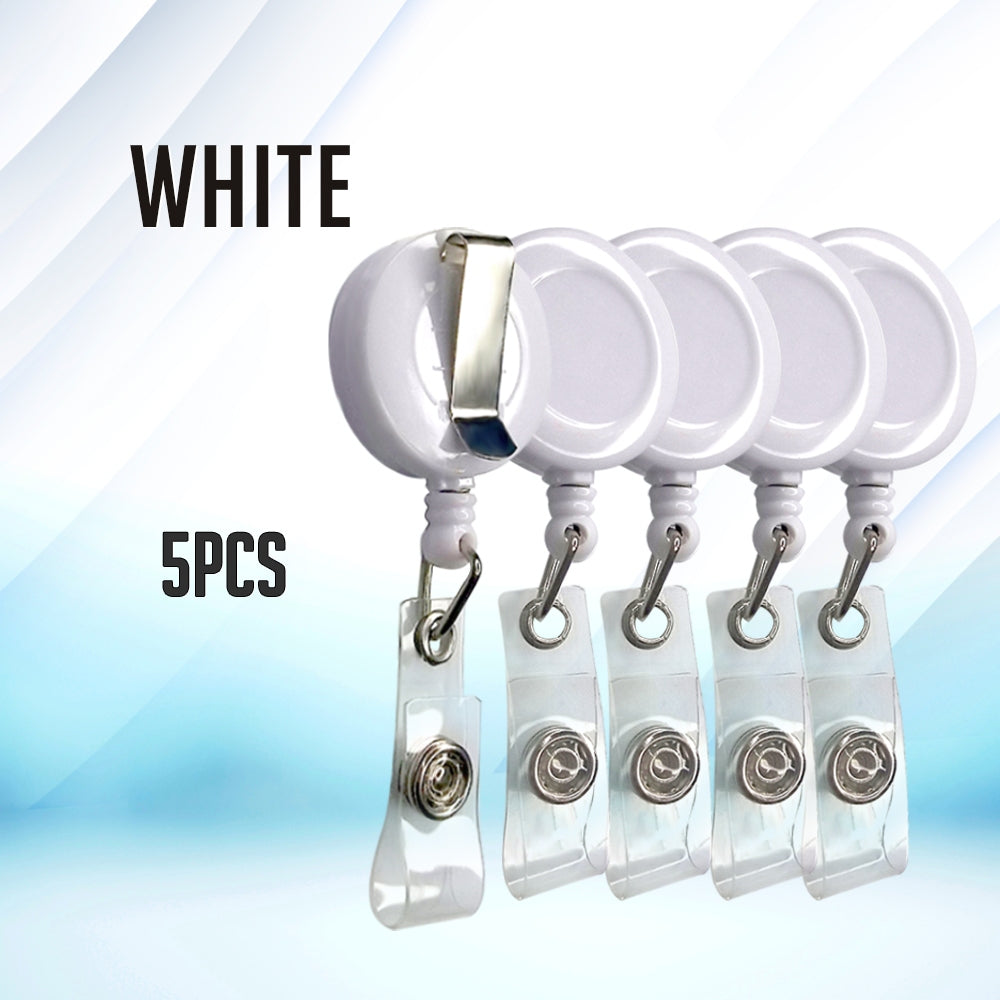 5pcs Retractable ID Metal Clip 360degree Rotation Lanyard Key Holder Belt Clip