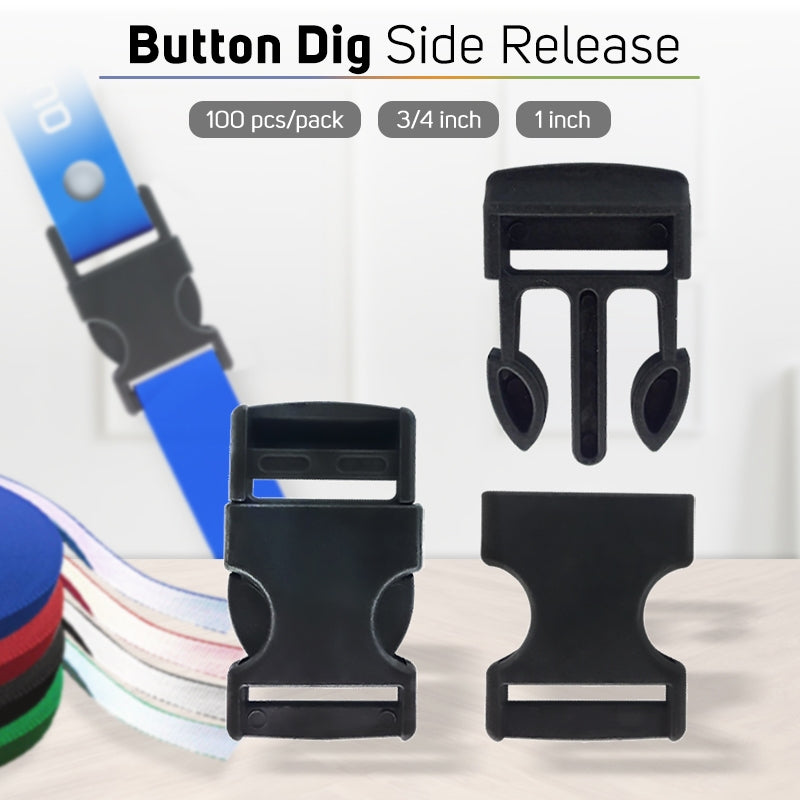 100pcs Black Button Dig Side Release Buckle For Id Lace Making