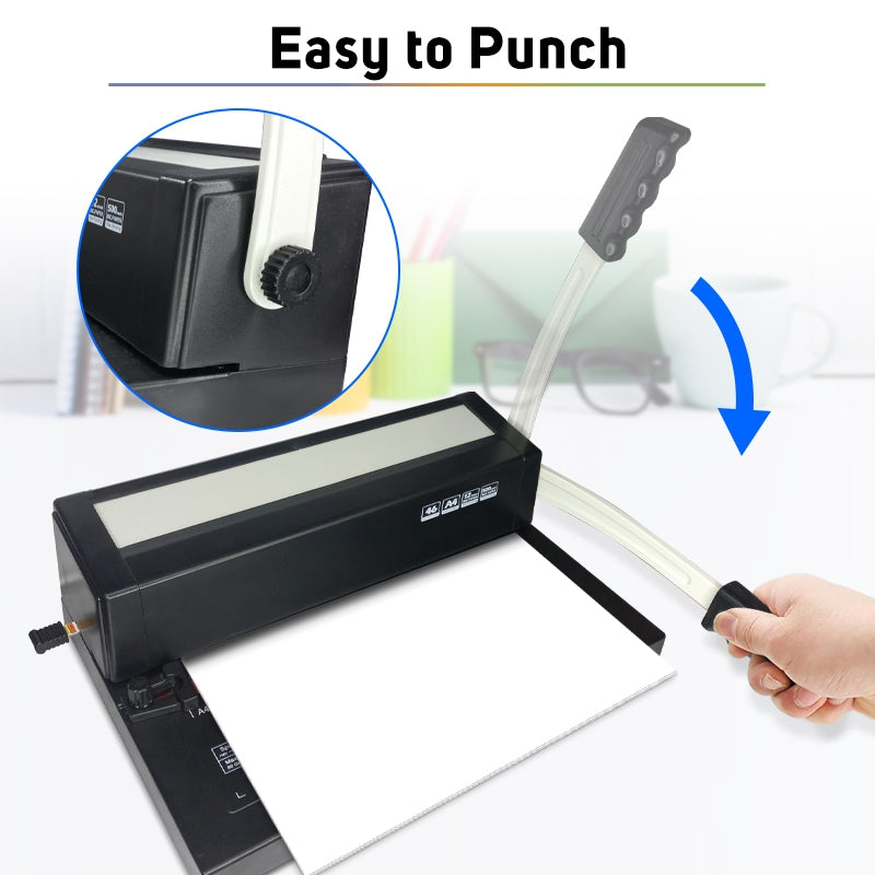 Spiral Binding Machine Q-S12M A4 Size Heavy Duty Bin Manual Binder Machine 4:1 Pitch