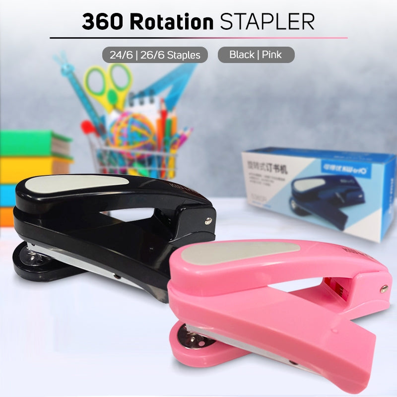 360 Stapler Rotation Heavy Duty Stapler 24/6 Staples Effortless Long Paper Swivel Stapler KW-TRIO