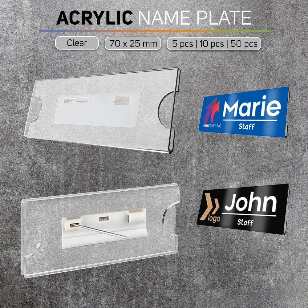 Insertable BLANK Acrylic NAMEPLATE (70×25mm)