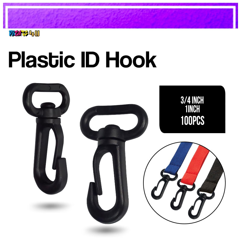 Black Plastic ID Hook for Lanyards and Lace Accessories 100pcs/pack