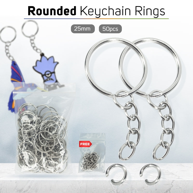 50pcs 25mm Split Key Ring with free Jump Ring for DIY Keychain Silver Keyrings