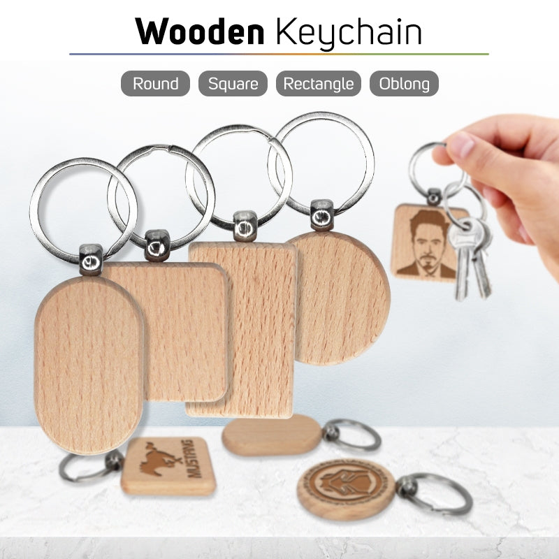Laser Engraving Wooden Keychain for Souvenirs and Giveaways Plain Key Chain