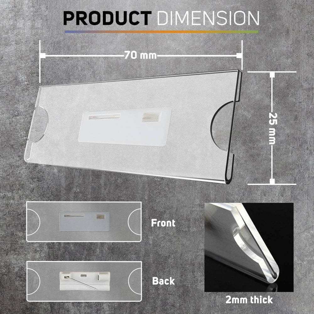 Insertable BLANK Acrylic NAMEPLATE (70×25mm)