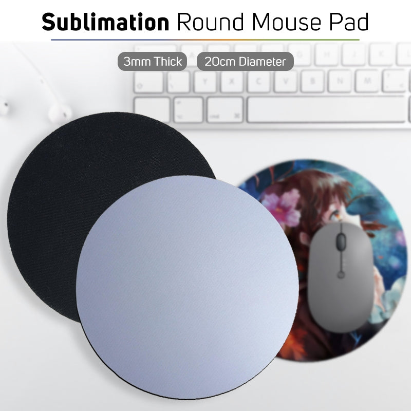 Circle Sublimation Printable Rubber Mouse Pad 3mm Plain White for Customize (Blanks)