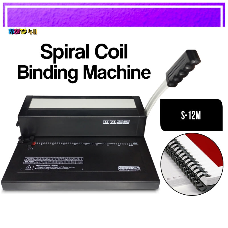 Spiral Binding Machine Q-S12M A4 Size Heavy Duty Bin Manual Binder Machine 4:1 Pitch