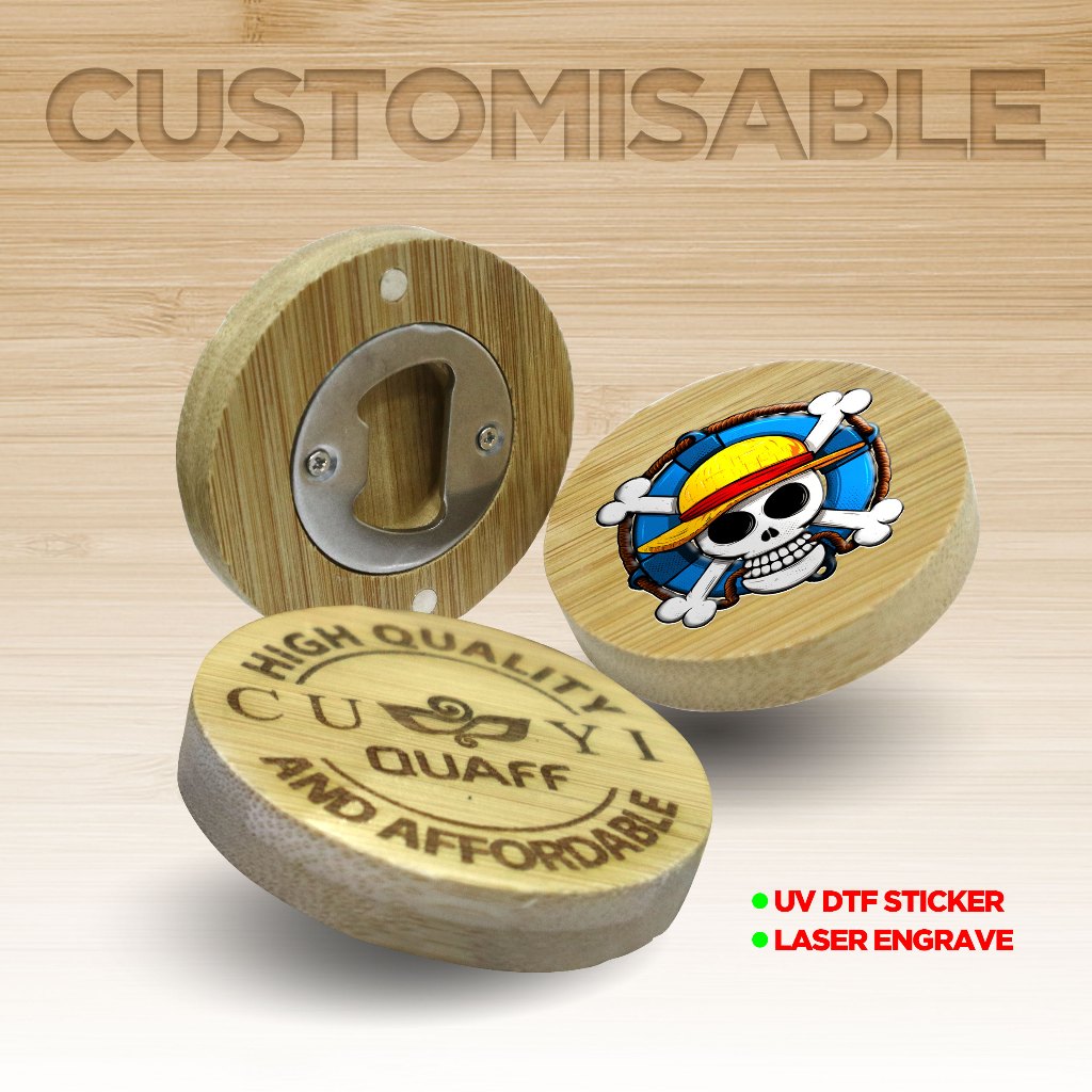 Round Bamboo Bottle opener with Magnet for DIY Souvenirs and Giveaways