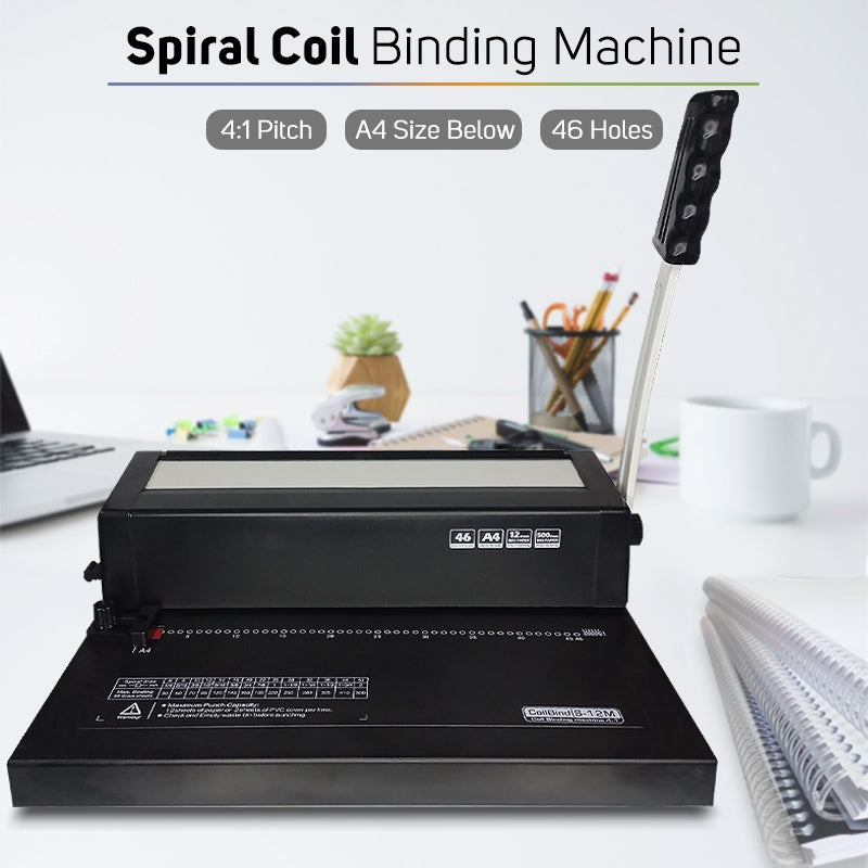 Spiral Binding Machine Q-S12M A4 Size Heavy Duty Bin Manual Binder Machine 4:1 Pitch