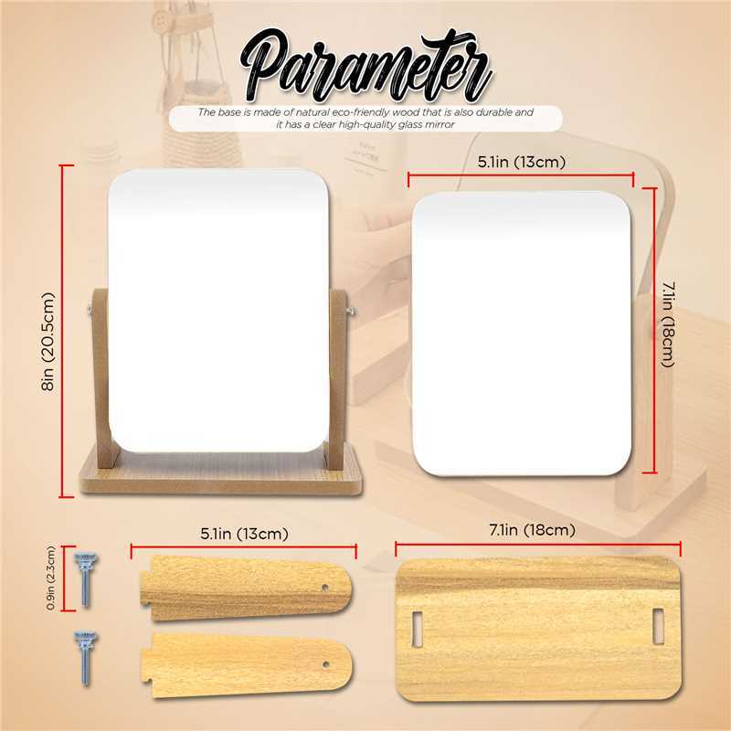 360° Rotation Wooden Mirror 13x18cm for Laser Engraving