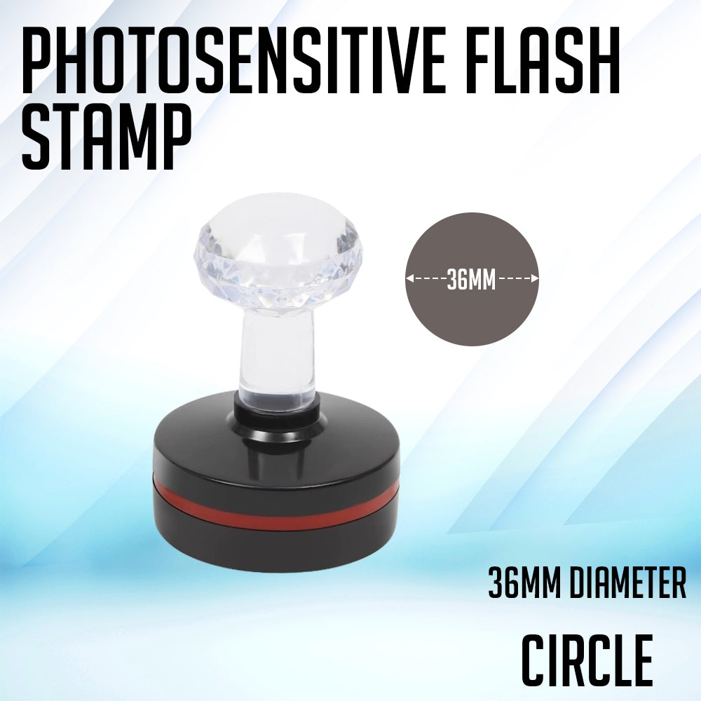 Circle Photosensitive Crystal Rubber Stamp Pad and Case for School Company - Blank