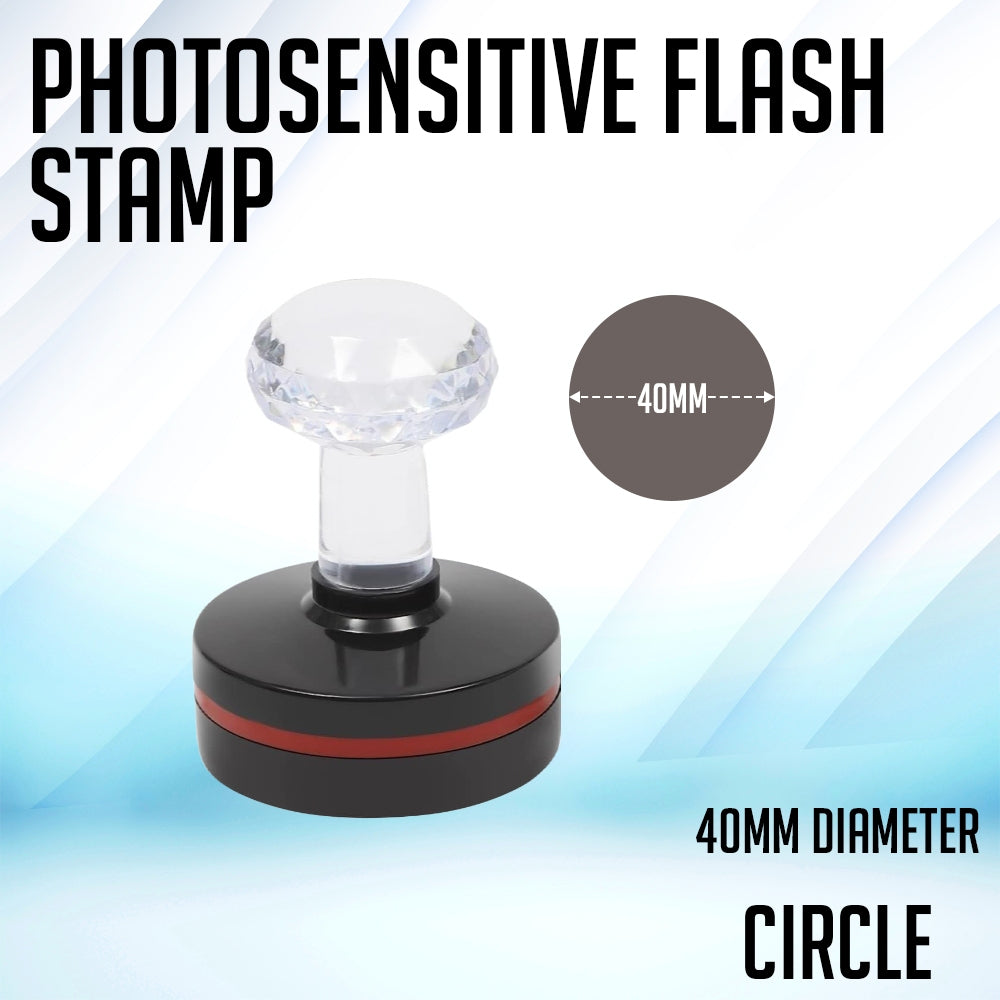Circle Photosensitive Crystal Rubber Stamp Pad and Case for School Company - Blank