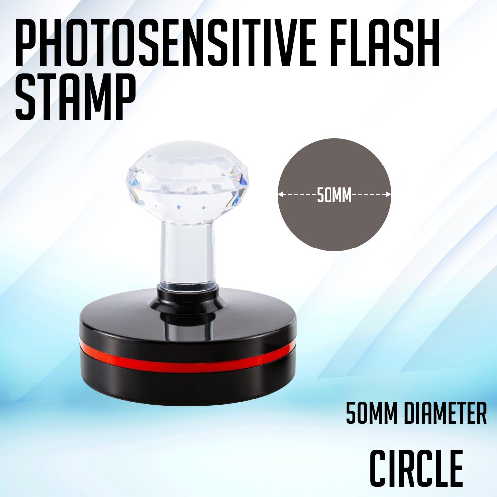 Circle Photosensitive Crystal Rubber Stamp Pad and Case for School Company - Blank
