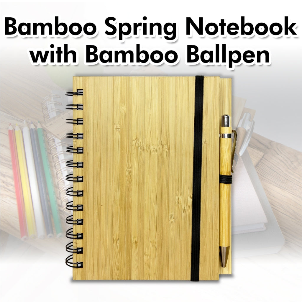 Bamboo Notebook Eco-Friendly Plain with Pen & w/ Black Garter Diary Lock for Giveaways