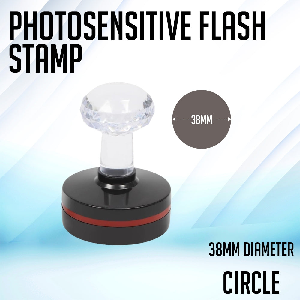 Circle Photosensitive Crystal Rubber Stamp Pad and Case for School Company - Blank